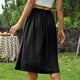 thumbnail image 4 of Falda larga plisada Botones delanteros de talle alto Falda plisada de color puro para mujer Lady Dating Negro M, 4 of 6
