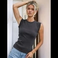 thumbnail image 4 of Camiseta de Tirantes de Punto Básica Informal de Verano con Mangas y Corte Entallado para Mujer, Color Gris Oscuro L, 4 of 8