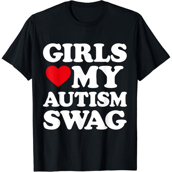 Girls Love My Autism Swag Funny Girls Heart Autism Awareness T-Shirt