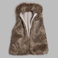 thumbnail image 2 of Dazajoo Womens Faux Fur Coat Casual Loose Sleeveless Vest Fuzzy Fleece Lapel Collar Jackets Winter Windproof Outerwear Fashion Clearance,Coffee,XL, 2 of 8