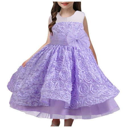 

DSOROZI Kids Children Toddler Baby Girls Spring Summer Sleevel Tulle Sequins Glitter Dress For Performance Children Formal Clothes Cute Girls Bow Dresses For Christmas Party Dress Purple
