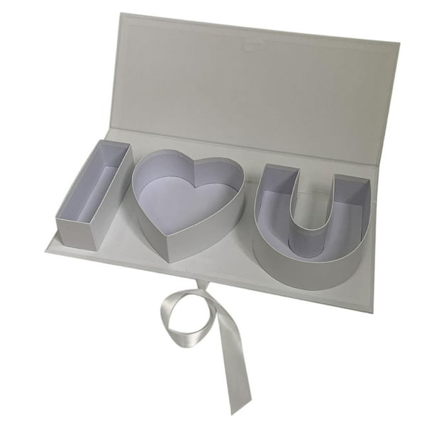 Letras rellenables para decoración del Día de la Madre, fondo de boda, caja de regalo de flores vacía, letra Blanco