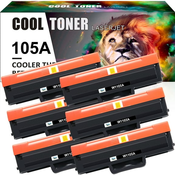 Cool Toner Compatible Toner for HP 105A W1105A MFP 135a 135w 137fnw 107a 107w Printer (Black, 6 Pack)