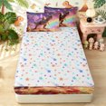 thumbnail image 4 of meiyoeat Cat Riding Dinosaur Zipper Twin Comforter Sets with Fitted Sheet and 2 Pillowcases for Boys Girls, Galaxy Space Rainbow Zipper Bedding Set, Purple, Star Reversible, 4pcs, 4 of 7