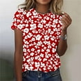 thumbnail image 3 of JTZGDY Plus Size Womens T-Shirts Cute Floral Printed Summer Short Sleeve Round Neck Graphic Tees Trendy Oversized Casual Tunic Blouse Multicolor#02 XXXL, 3 of 6