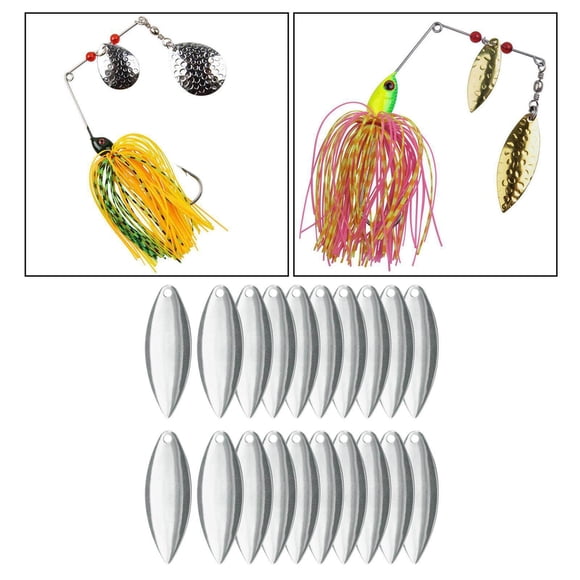 20x Metal Spinner Blades Smooth Finish Fishing Lure Making attractor hard lures DIY Kit D Silver