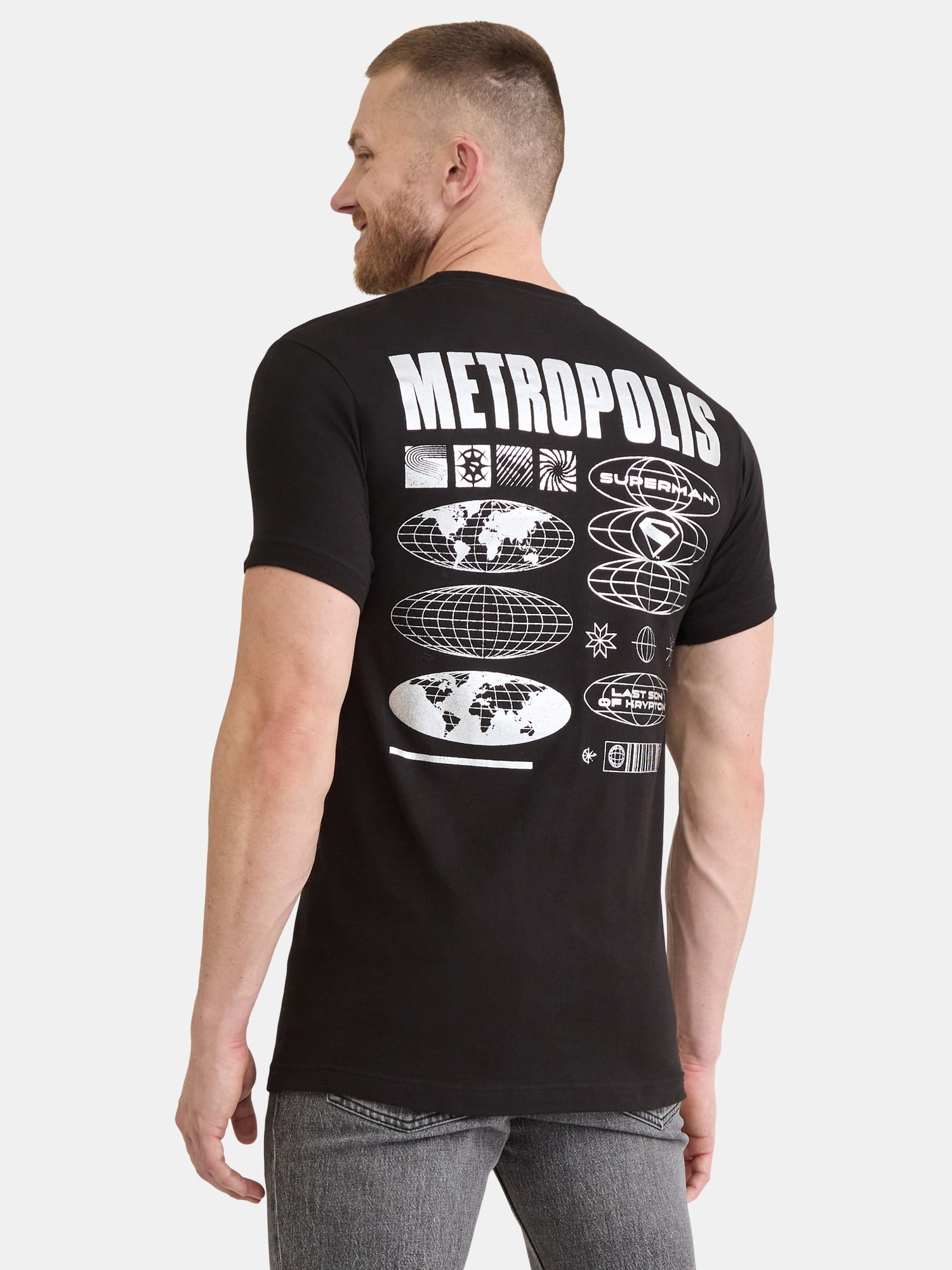 Superman Metropolis Men's & Big Men's Shield Front & Foil Back Cotton Graphic Tee, Sizes S-3XL