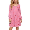 thumbnail image 2 of Auroural Girl'S Round Neck Long Sleeves Dress Homewear Sleeping Dress Kids, 2 of 9