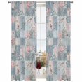 thumbnail image 2 of Blue Pink Botanical Semi Sheer Window Curtains 108 Inches Long, Spring Floral Vintage Rod Pocket Voile Silky Chiffon Curtain Light Filtering Drapes for Living Room, Kitchen, 52"x108", 2 Panels, 2 of 9