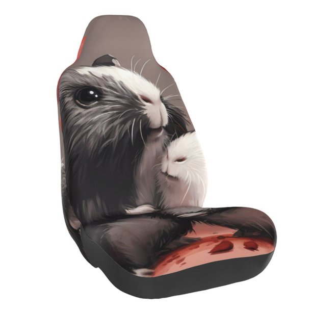 Balery Heart Guinea Pig Couple Funda de Asiento para Auto con Diseño - Cubierta Frontal Suave y Transpirable con Protector Antideslizante- 1 Unidad