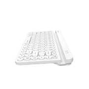 A4tech FBK30 Multi-Device QuietKey Wireless Keyboard, 2.4G and Bluetooth Dual Mode, Up to 4 Devices, Portable with Integrated Stand for Mac iOS Windows Android (Pure White)