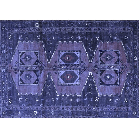 Ahgly Company Machine Washable Indoor Rectangle Persian Blue Traditional Area Rugs, 2' x 4'