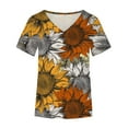 thumbnail image 5 of USSUMA Short Sleeve Womens Blouses and Tops Dressy Daisy Print Plus Womens Tops Casual Bohemian Retro Basic Flowy T-Shirts Shirt for Women Trendy V Neck Tunic Plus Size, 5 of 6