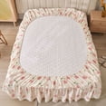 thumbnail image 5 of Lace Ruffle Edge Printed Bed Skirt Flower Pattern Quilted Thickened Bed Cover Three Piece Non Slip Dustproof Bedding Set, 5 of 6