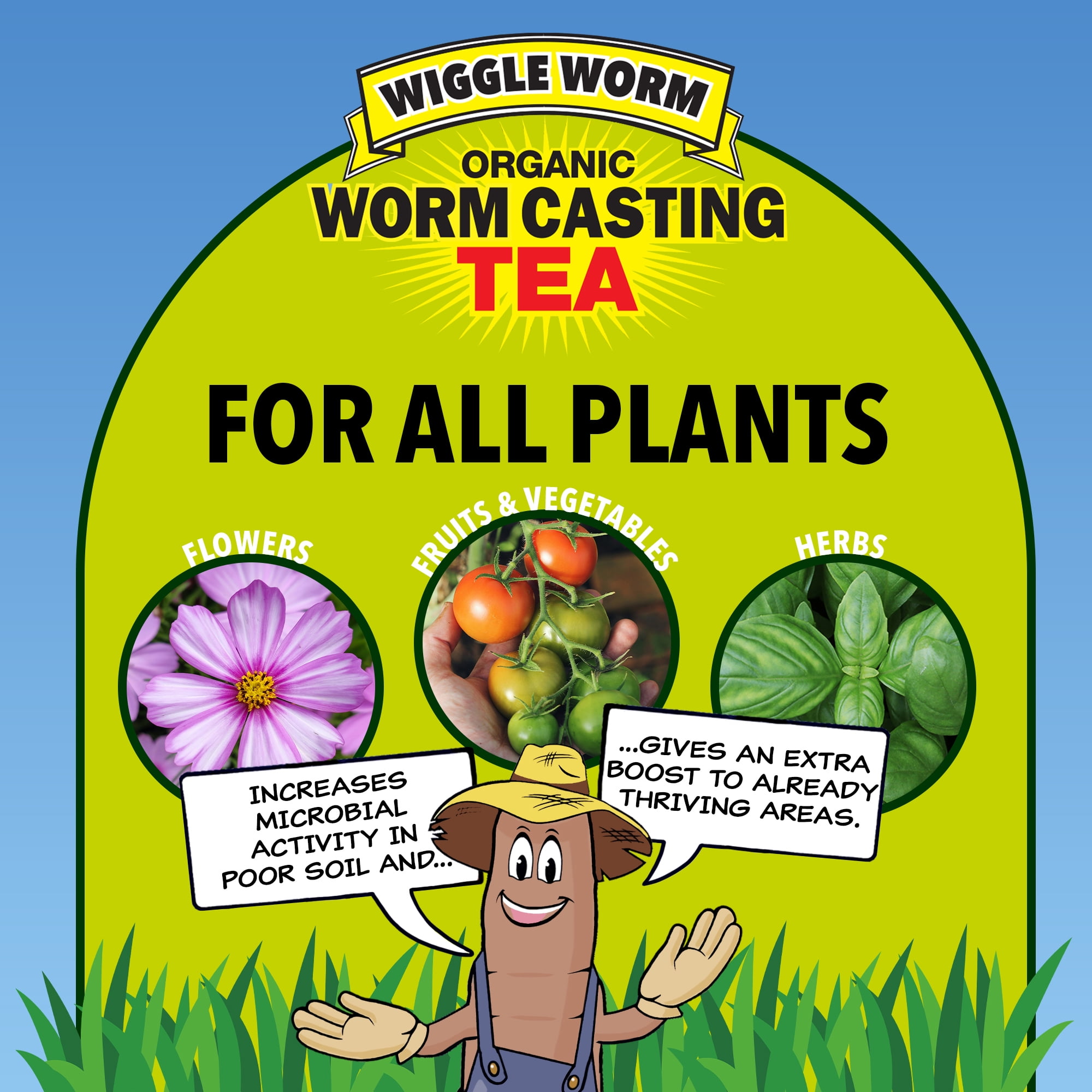 Wiggle Worm Pure Worm Castings Tea, 8oz - Organic Liquid Fertilizer and Soil Amendment Concentrate for Indoor and Outdoor Plants