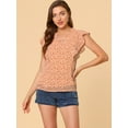 thumbnail image 3 of Unique Bargains Blouse à Volants pour Femmes Florale Décontractée Col en V Manches Courtes, 3 of 6