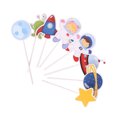thumbnail image 4 of KAKOWELY 16 adornos para cupcakes de astronauta espacial, decoración para tartas, fiestas temáticas espaciales, fiestas de cumpleaños infantiles, baby shower, tamaño pequeño., 4 of 5