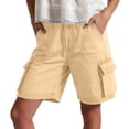 thumbnail image 2 of Breathable Denim Shorts Women's Denim Cargo Shorts Elastic Waist Wide Leg Comfortable Casual Bermuda Jeans Loose Fitting Outdoor Shorts Khaki XXL, 2 of 9