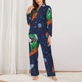 thumbnail image 2 of Daiia Dinosaur Astronaut Space Surfing for Women's Long-Sleeved Pajama Set – Soft & Comfortable Sleepwear Button-Up Pajamas Cozy Lounge Wear-XX-Large, 2 of 7