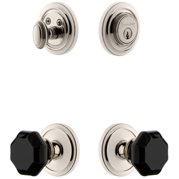 Grandeur Circulaire Rosette Single Cylinder Knob Combo Pack with Lyon Knob and matching Deadbolt