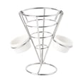 thumbnail image 2 of 1 Uds. Cesta cónica de exhibición de acero inoxidable, suministros para servir, estante para freír francés para comida, fiesta, cocina, restaurante, Plata 2 Copas Sunnimix Cesta de cono, 2 of 6