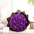 thumbnail image 7 of Lyacmy Purple Glitter Roses Bouquet, DIY Fake Graduation Flowers Bouquet, Everlasting Shiny Artificial Graduation Bouquet for Gifts Anniversary Engagement Wedding, 24 Roses, 7 of 7
