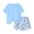 thumbnail image 5 of CYRBOKO Kids Girls Outfit Sets for Girls, Summer Casual Elastic Waist Gift T-shirts and Shorts Two-Piece Sets Blue Size 5-6 T, 5 of 5