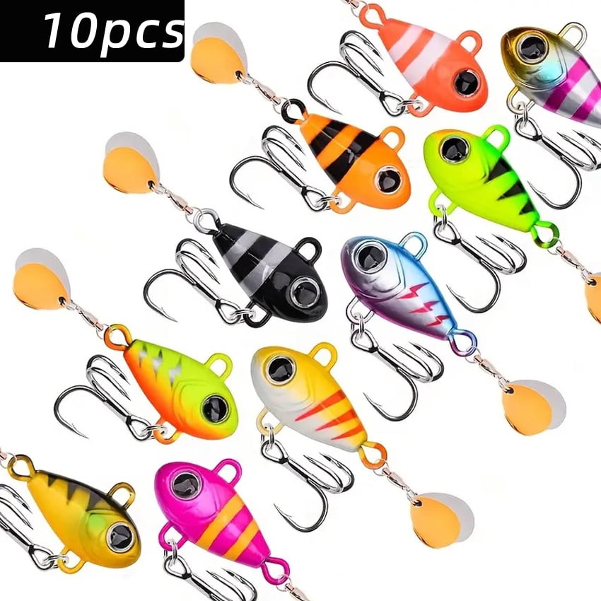 10/pcs 25g 20g 17g-6gFar-throw Lure Ugly Fish VIB Under Water Rotating Vibrating Double Sequins Bionic Artificial Bait Fish Bait