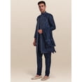 thumbnail image 3 of SKAVIJ Kurta Pajama Jacket Scarf 4-Piece Set Embroidered Wedding Party Dress Blue S, 3 of 5