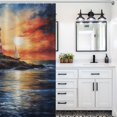 thumbnail image 6 of Lighthouse Sunrise Coast Scenery Pale Blue Tan Shower Curtain for Bathroom with 12Hooks, Polyester Fabric Thick Shower Curtain Washable Waterproof Curtain, 6 of 8