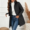 thumbnail image 5 of Smupbvky Womens Long Puffer Coat Stand Collar Two-Way Zip Up Lightweight Quilted Jacket Winter Outdoor Warm Outerwear (2XL, Black), 5 of 9