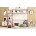 thumbnail image 6 of Twin Size Metal Loft Bed With 4 Shelves And Storage In Pink - Elegant Bedroom Style Ample Space Upgrade, 6 of 7
