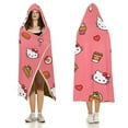 thumbnail image 3 of Hello Kitty Blanket Hoodie, Wearable Blanket, Cloak Hooded Throw Blanket, Soft Warm Fluffy Blankets for Bed Couch Sofa, 3 of 8