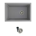 thumbnail image 1 of Stylish Dual Mount 25" Gray Composite Granite Single Bowl Utility Sink with Strainer S-825L, 1 of 15