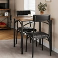 thumbnail image 2 of Soonbuy 3 Piece Apartment Small Spaces Iron Upholstered Dining Table with Chair Rustic Brown, 2 of 6