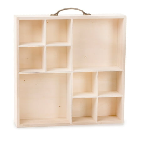 - Shadowbox with Trays - Wood - Square - 12 x 12 inches