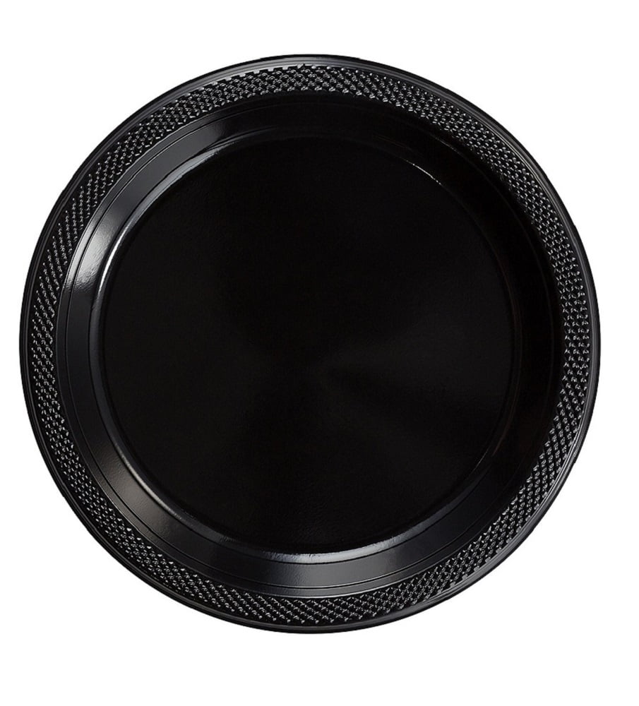 9" Disposable Plastic Plates Bulk - 100 Count Party Pack - Plastic Disposable Lunch & Dinner ...