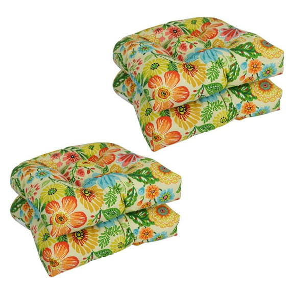 Blazing Needles 19-inch U-Shaped Patterned Spun Polyester Tufted Dining Chair Cushions (Set of 4) 93184-4CH-REO-60