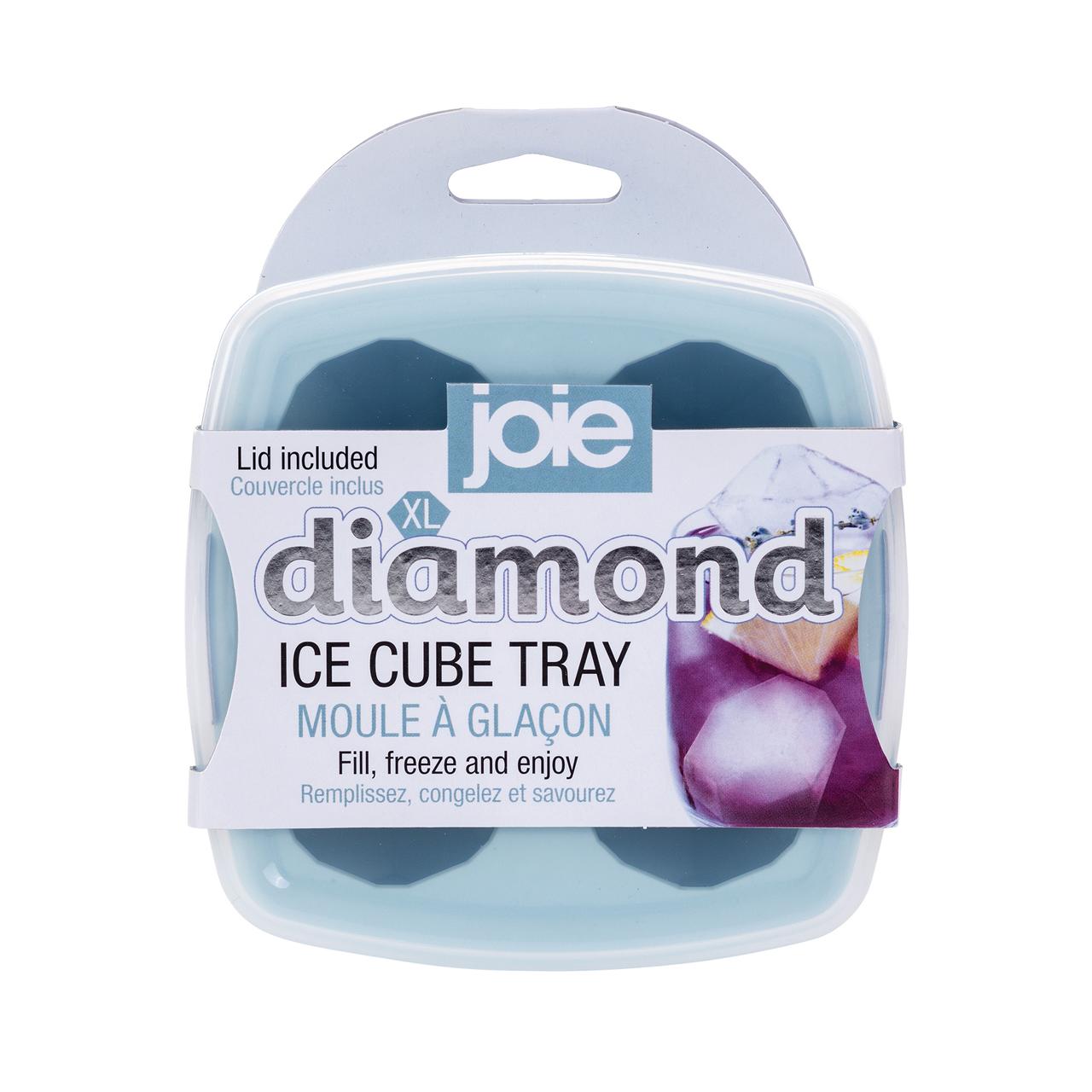 Joie Ice Cube Trays with Lids, Diamonds Design, Silicone and BPA-Free Plastic, Set of 2, Each Tray Makes 10 Ice Cubes