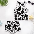 thumbnail image 6 of COEQINE Girls Tankini Set 2 Piece Swimsuit for Ages 10-11 Modest Racerback Bathing Suits with Chest Pads for Big Kid Tween Crewneck Top and Swim Shorts for Beach Pool, Cow Print, 6 of 8