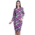 thumbnail image 1 of Moomaya Printed Full Sleeve Bodycon Dress for Women Scoop Neck Side Slit Casual Clothing, 1 of 8