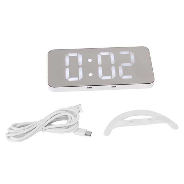 Reloj despertador digital LED multifunción con 2 puertos USB y atenuación automática para dormitorio y oficina TS‑8201‑W