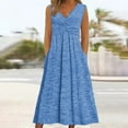 thumbnail image 2 of Ixbnca Robe Maxi pour Femmes Grande Taille, Robe Débardeur à Col en V, Décontractée, Sans Manches, Robe d'Été avec Poches, 2 of 6