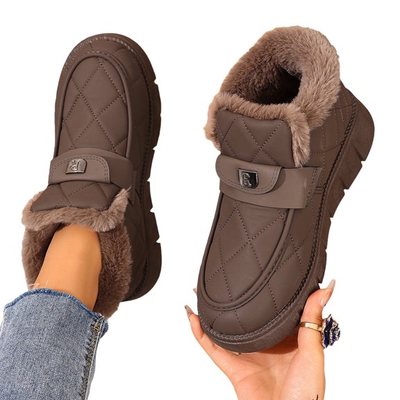EKVAHL Women's Large-Size Thick-Soled Snow Boots with Thick Lining, Providing Warmth and Comfort, Anti-Slip and Wear-Resistant, Winter Insulation Boots for Cold Protection.