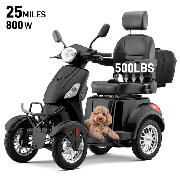 Arshin Heavy Duty 4 Wheel Mobility Scooters for Seniors & Adults 500lbs Capacity,800W All Terrain Electric Recreational Scooter