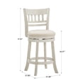 thumbnail image 2 of Weston Home Shapel Lattice Back 24"H Swivel Counter Height Stool, Antique White Finish, Beige Linen, 2 of 7