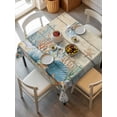 thumbnail image 2 of Vintage Beige Coastal Suqare Tablecloth - 60 x 60 Inch, Summer Beach Starfish Shell Coral Nautical Waterproof & StainResistant Tablecloth, Washable Oil-proof Table Cover for Dining/Party/Wedding, 2 of 9