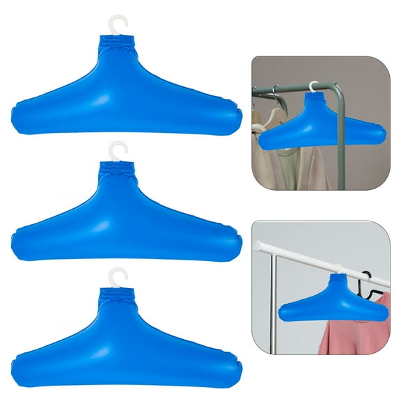 Raindrops 3Pcs Inflatable Hanger Clothes Drying Hangers For Travel Laundry Organization Blue Pvc Material