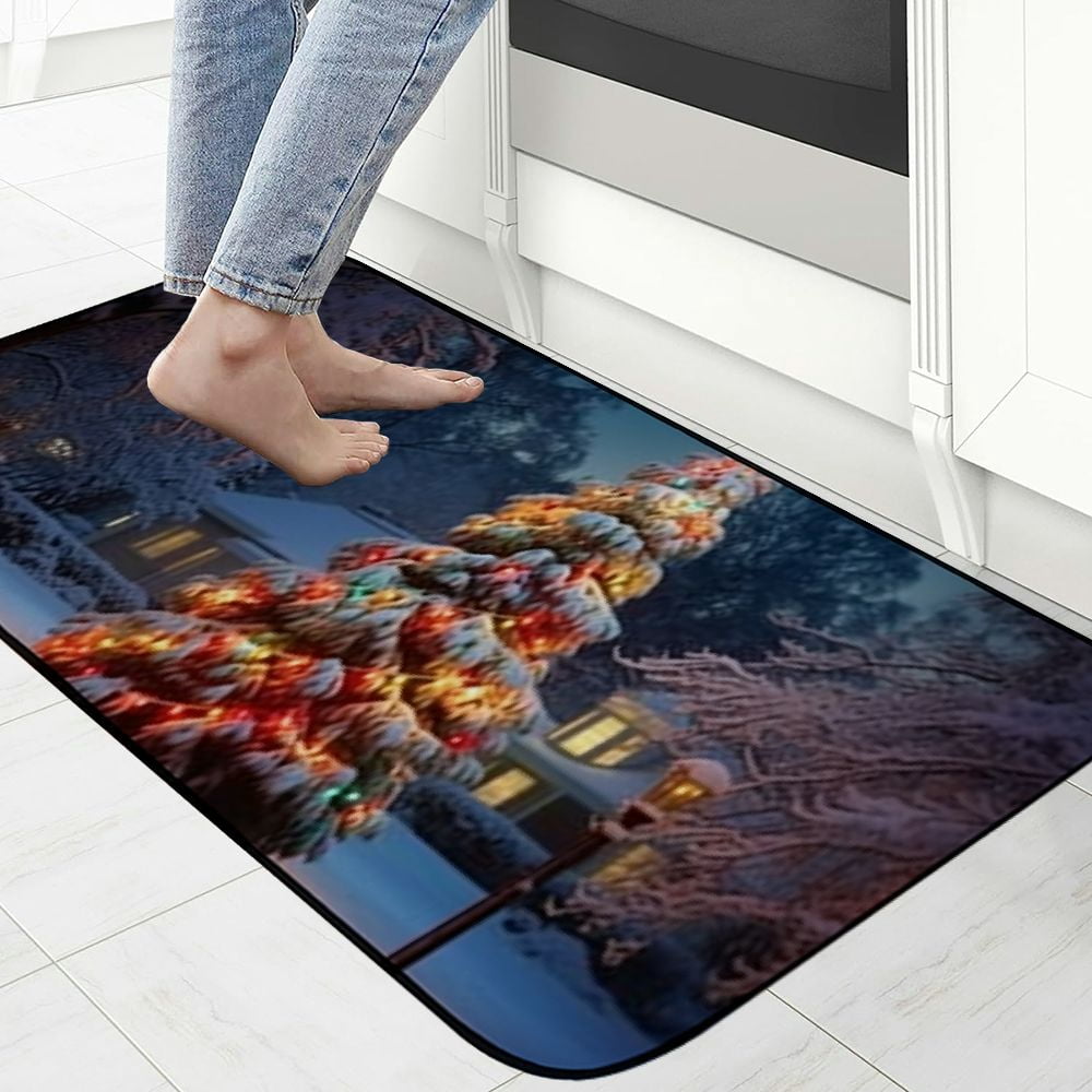 Heduofu Front Door Mat Welcome Mat, Christmas Tree Colorful Non-Slip Absorbent Indoor Door Mats, Durable Rubber Backing Floor Doormat for Entryway, Patio, Porch, Winter Snow 19.68*47.24 in