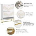 thumbnail image 3 of Canddidliike V Shape Gold Stripes Shoe Cabinet with 2 Flip Drawers, Modern Shoe Organizer Storage Rack, Shoe Cabinet with Gold Legs, White, 3 of 16